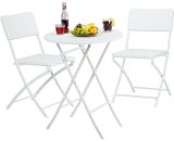 Bastian Garden Furniture Set, Foldable, 3-Pieces, Rattan-Look, HxWxD: 75.5 x 60 x 60 cm, White - Relaxdays 10020758_49_GB 4052025970437