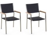 Beliani - Set of 2 Modern Outdoor Garden Dining Chairs pe Rattan Steel Black Grosseto - Black 146559 4251682214896