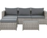 Beliani - 5 Seater Garden Sofa Set Faux Rattan Adjustable Sofa Ottomans Table Grey Sabbia - Grey 269116 4251682261845
