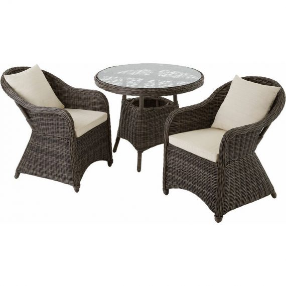 Tectake - Rattan garden furniture set Zurich with 2 armchairs and table - garden tables and chairs, garden furniture set, outdoor table and chairs 403948 4061173157270