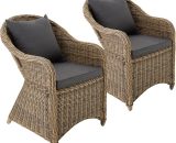 2 Garden chairs in luxury rattan with cushions - outdoor seating, garden seating, rattan chair - nature - nature 403572 4061173115188