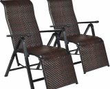2PCS Folding Reclining Rattan Chair Portable Chaise Lounge Chair Patio Garden HW64433-2 615200219628