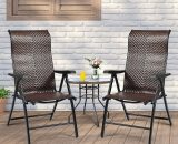 2PCS Folding Reclining Rattan Chair Portable Chaise Lounge Chair Patio Garden HW64363-2 615200219611