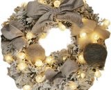 Christmas Garland Artificial Wreath Pre-Lit Decorated Garland with 30 Hair Ball Lights Decorations Rattan for Xmas Festival Tree Display Indoor PERGB010899 9784267145940