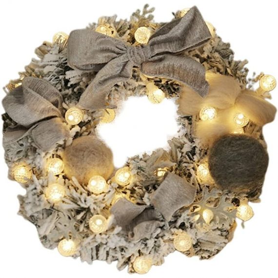 Christmas Garland Artificial Wreath Pre-Lit Decorated Garland with 30 Hair Ball Lights Decorations Rattan for Xmas Festival Tree Display Indoor PERGB010899 9784267145940
