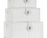 3 pcs Resin Woven Storage Basket Natural Rattan Woven Rectangular Organizer Box Home Use Creative Life Storage Box Indoor Decoration White - White 03k02918_1FR 5704142163320