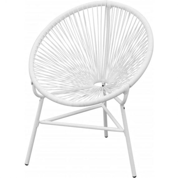 Garden String Moon Chair Poly Rattan White VD26796 - Hommoo VD26796_UK 8077789500009