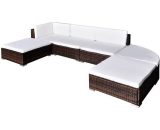 Hommoo 6 Piece Garden Lounge Set with Cushions Poly Rattan Brown VD33967 VD33967_UK