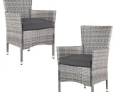 Poly Rattan Chairs Garden Outdoor Patio Furniture Dining Seat Terrace Seating Wicker Stackable Lightweight Grey - Casaria 109137 4251779109418