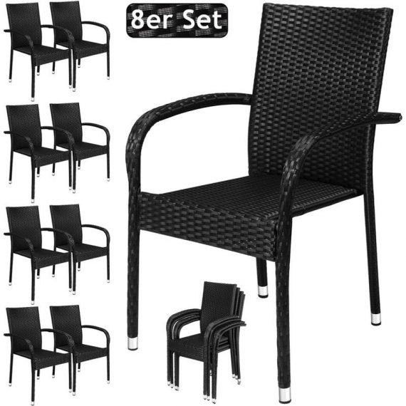 Deuba Poly Rattan Garden Chair Stackable High-Backed Chair 993318 4250525361872