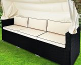 Poly Rattan Garden Furniture Set Black Sofa Bench Model Choice Canopy Outdoor Patio Wicker Day Bed (Rattan Sofa + Canopy) 991028 4250525333473