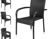 Casaria Poly Rattan 4 Pieces Set Chairs Comfortable Stackable Garden Patio Balcony Furniture Black 106545 4250525359909