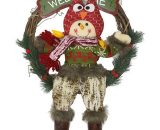 Merry Christmas Wreath Santa Claus Snowman Reindeer Dolls Artificial Rattan Hanging Ornaments Home Wall Window Kitchen Hall Decor(Red hat camo PERGB010880 9784267145254