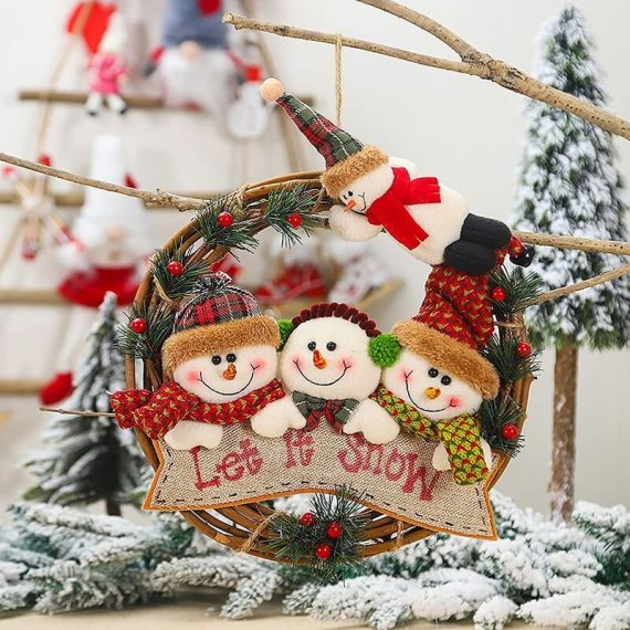 Perle Raregb - Christmas Rattan Wreath Christmas Wreaths for Front Door Snowman Rattan Wreath 29cm Hanging Wreath Ring Christmas Rattan Pendant Let PERGB010845 9784267144905