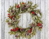 Christmas Wreath Artifial Front Door Wall Hanging Rattan Wreath with Pine Cone Acorn Berries Xmas Window Wall Ornaments For Christmas Home Decoration PERGB010909 9784267146046