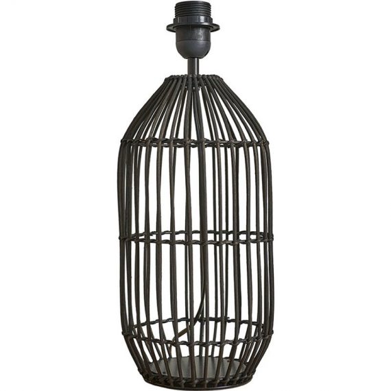 Minisun - Large Natural Rattan Table Lamp Base - Black 25794 5016529257943