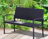 Outsunny Rattan Chair 2-Seater Loveseat-Black 867-0225056029847732