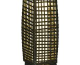 Outsunny Outdoor Rattan Solar Lantern, Brushed PE Wicker Patio Garden Lantern wtih Auto On/Off Solar Powered LED Lights for Indoor & Outdoor Use Grey 867-129V00GY5056602941062