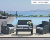 Outsunny 3 PCs Outdoor Seat Cushion for Rattan Furniture, Garden Furniture Cushions, Grey 84B-865V70 5056534574093