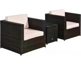 Outsunny Rattan Garden Furniture 2 Seater Sofa Furniture Set W/Cushions, Steel Frame-Brown 860-073V01BN 5056029833056