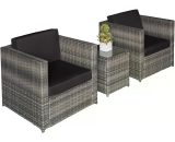 Outsunny 2 Seater Rattan Garden Furniture Sofa  Furniture Set W/Cushions, Steel Frame-Grey 860-073V01GY 5056029833179