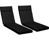 Outsunny Set of 2 Outdoor Seat Cushion Set, Replacement Cushions for Rattan Furniture with Ties, 196 x 55 cm, Black 84B-514V70BK 5056602959968